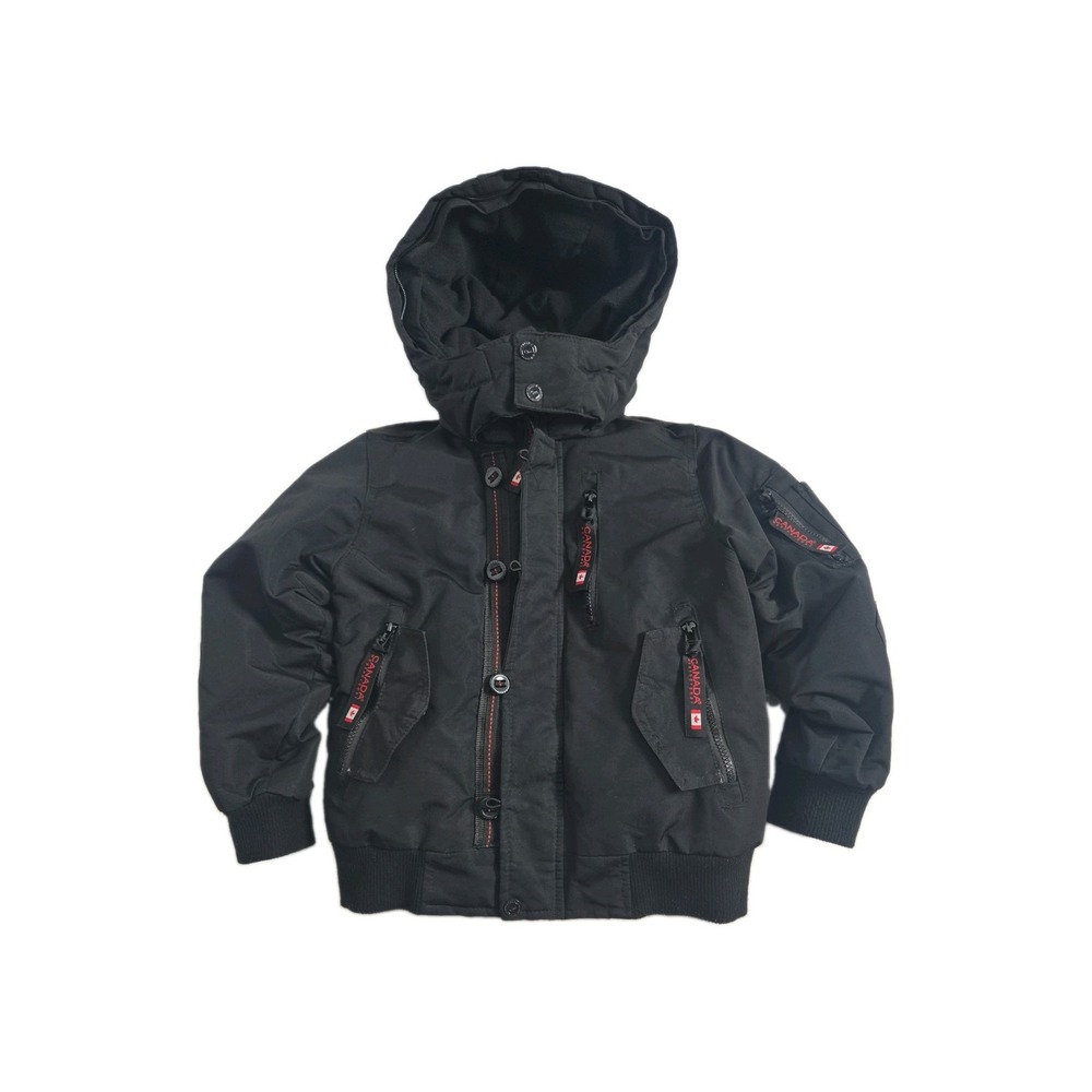 Boy's size 7 Canada WeatherGear Black Hooded Canvas Jacket
